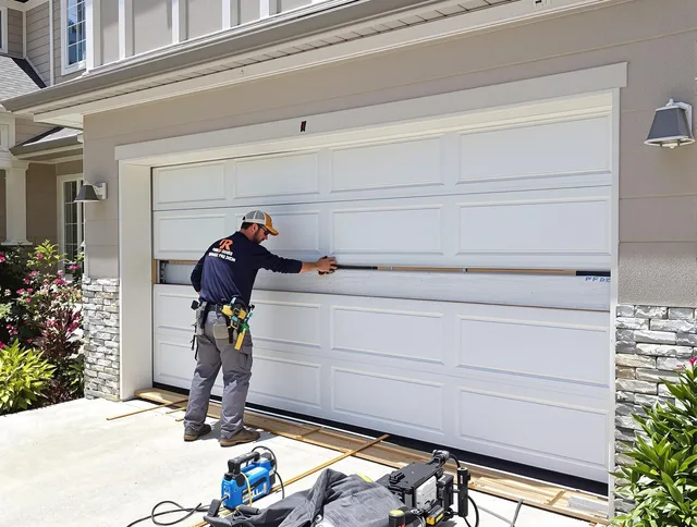 Savannah Garage Door Repair team performing complete garage door replacement at Savannah residence